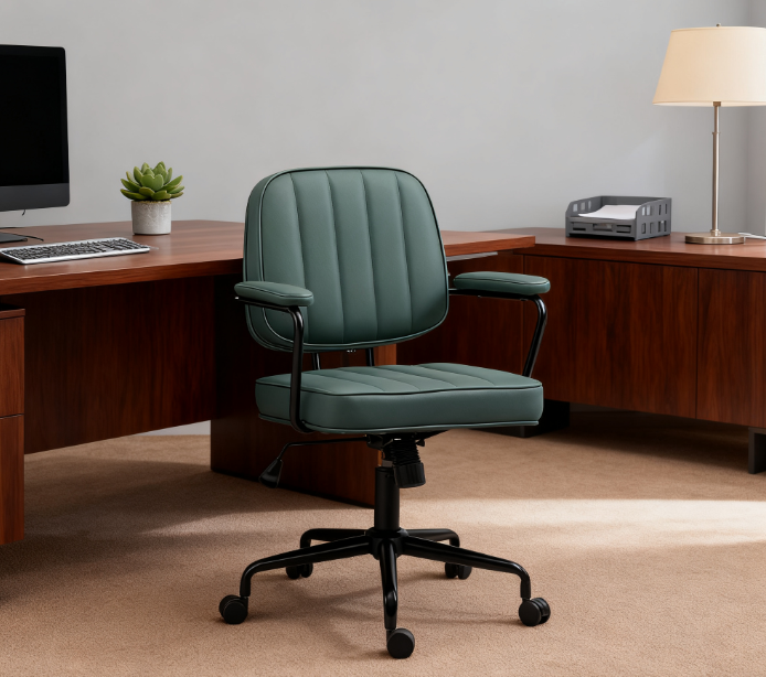 Office Chair, Adjustable for Home & Office, Comfy Seating with Stylish Retro Vibe