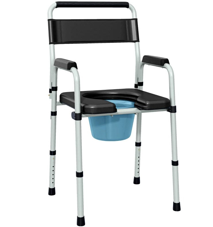 Adjustable Height Bedside Commode Chair for Seniors, Adults, Handicap, Raised Toilet Seat with Arm