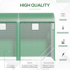 Greenhouse,Walk-in Lean-to Greenhouse,4 Zipper Roll-up Windows & 2 Doors, UV Protecting PE Cover