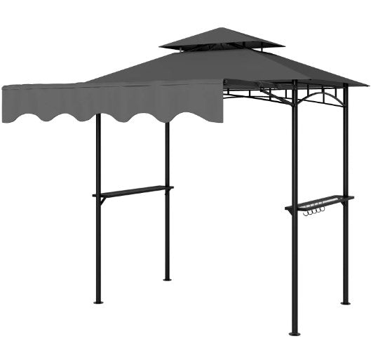 Barbecue Gazebo Shelter,Outdoor Grill Gazebo,with Side Awning,Side Shelves and Hooks
