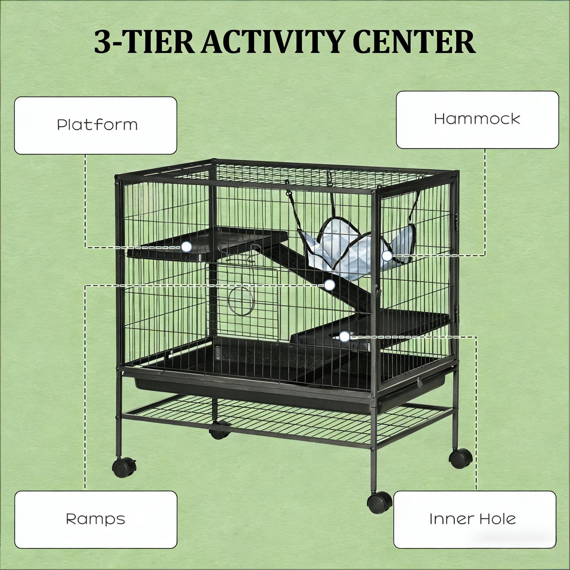 Pet House,Small Animal Hutch Cage,Small Pet Hutch with Wheels