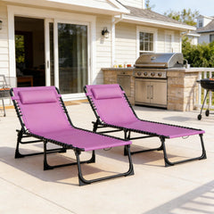 2 Folding Chaise Lounge Pool Chairs,Relaxing Outdoor Chaise Chairs