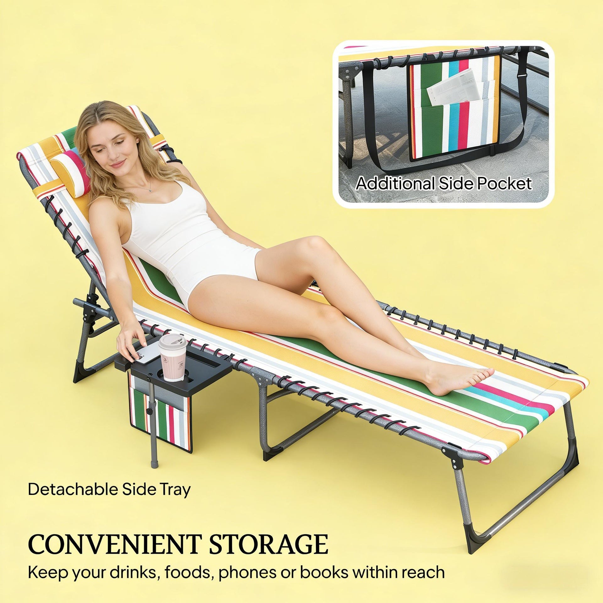 Tanning Chair,Folding Outdoor Chaise Lounge Chair