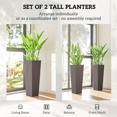 Flower Boxs,Set of 2 Flower Pots,Tall Planters