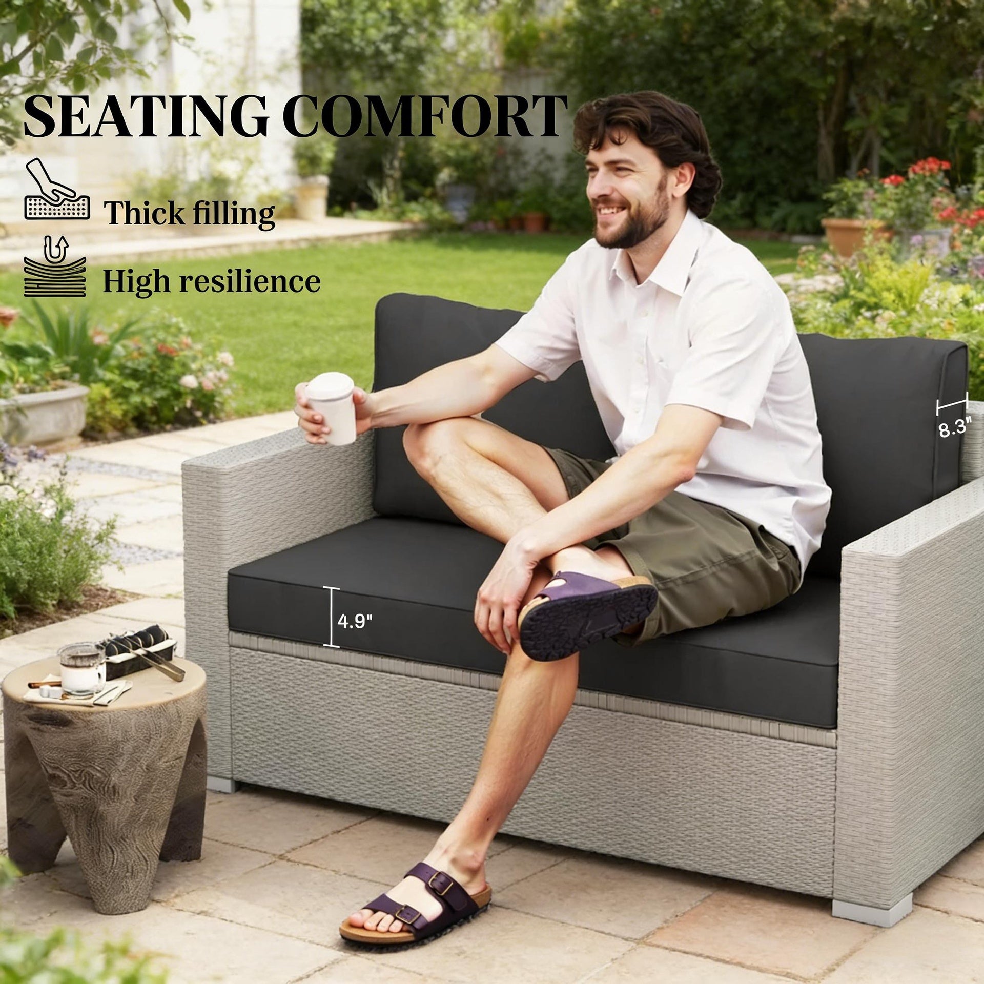 Garden Loveseat Cushion Set,2 Seat Outdoor Furniture Cushions (Only Cushion )