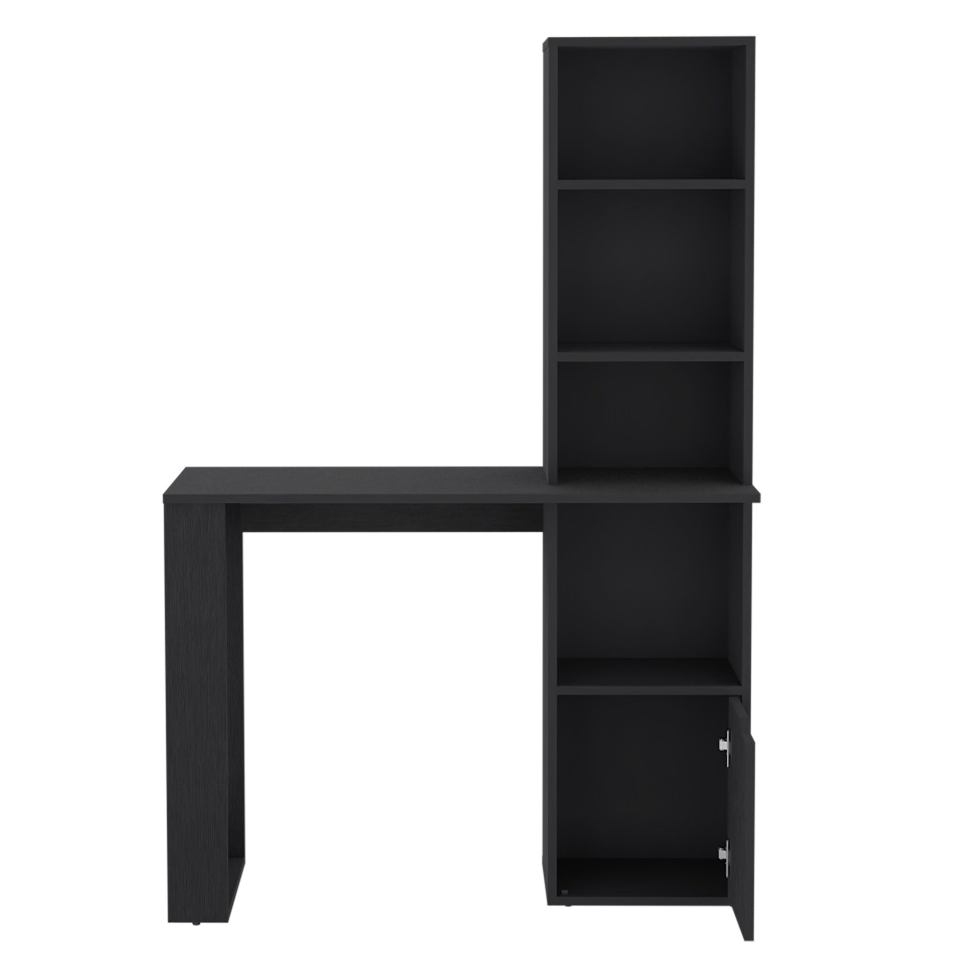 Writing Desk With Bookcase and Cabinet, Black