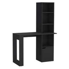 Writing Desk With Bookcase and Cabinet, Black