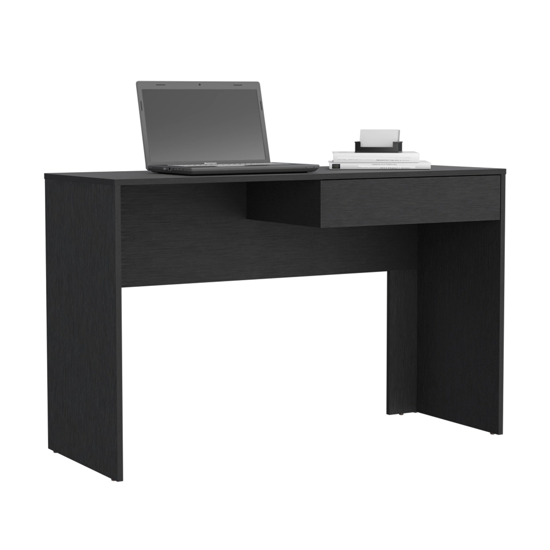 Writing Computer Desk with One Drawer, Black