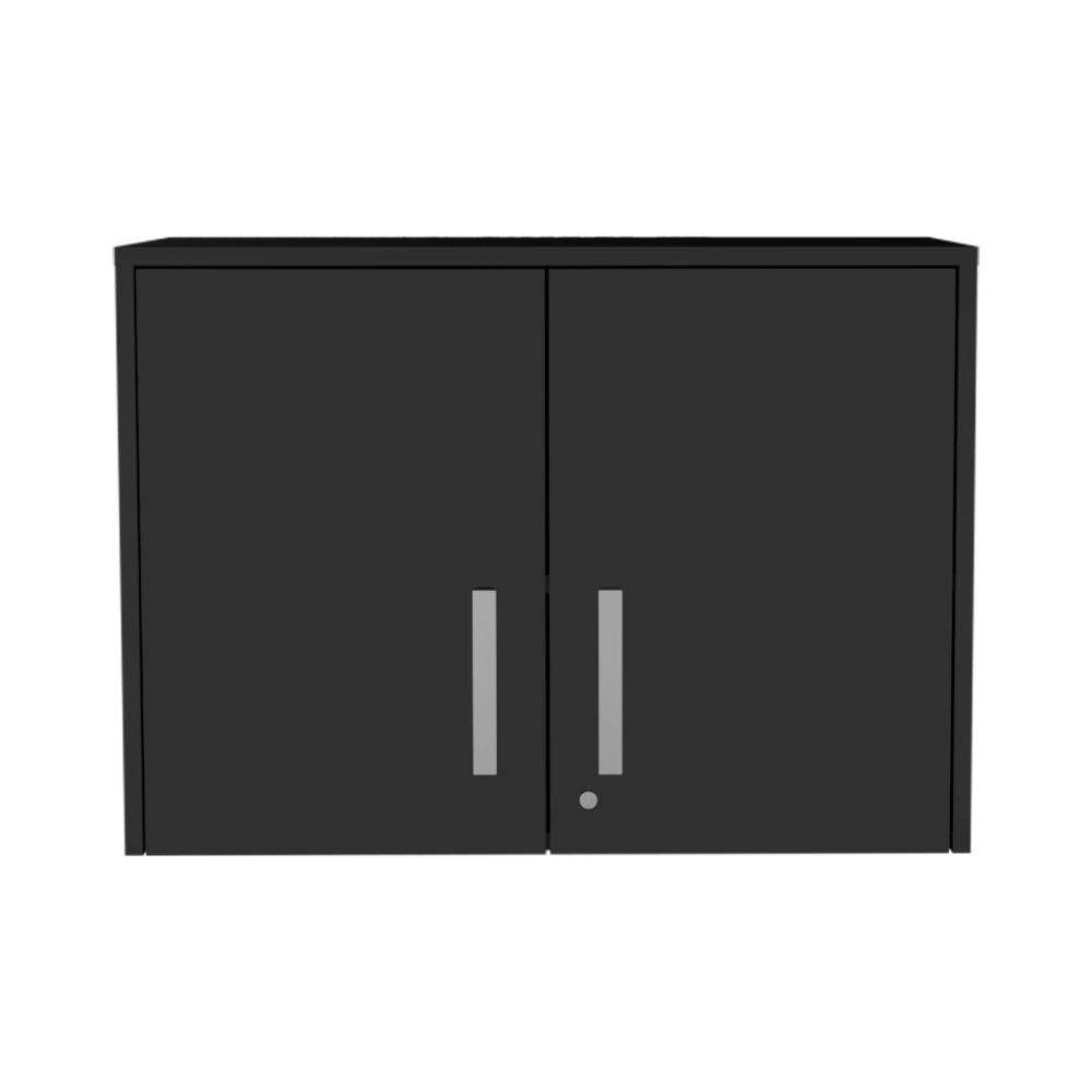 Wall Storage Cabinet 20" H, Two Doors, Three Internal Shelves, Black