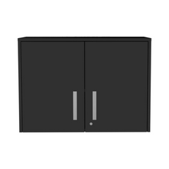 Wall Storage Cabinet 20" H, Two Doors, Three Internal Shelves, Black