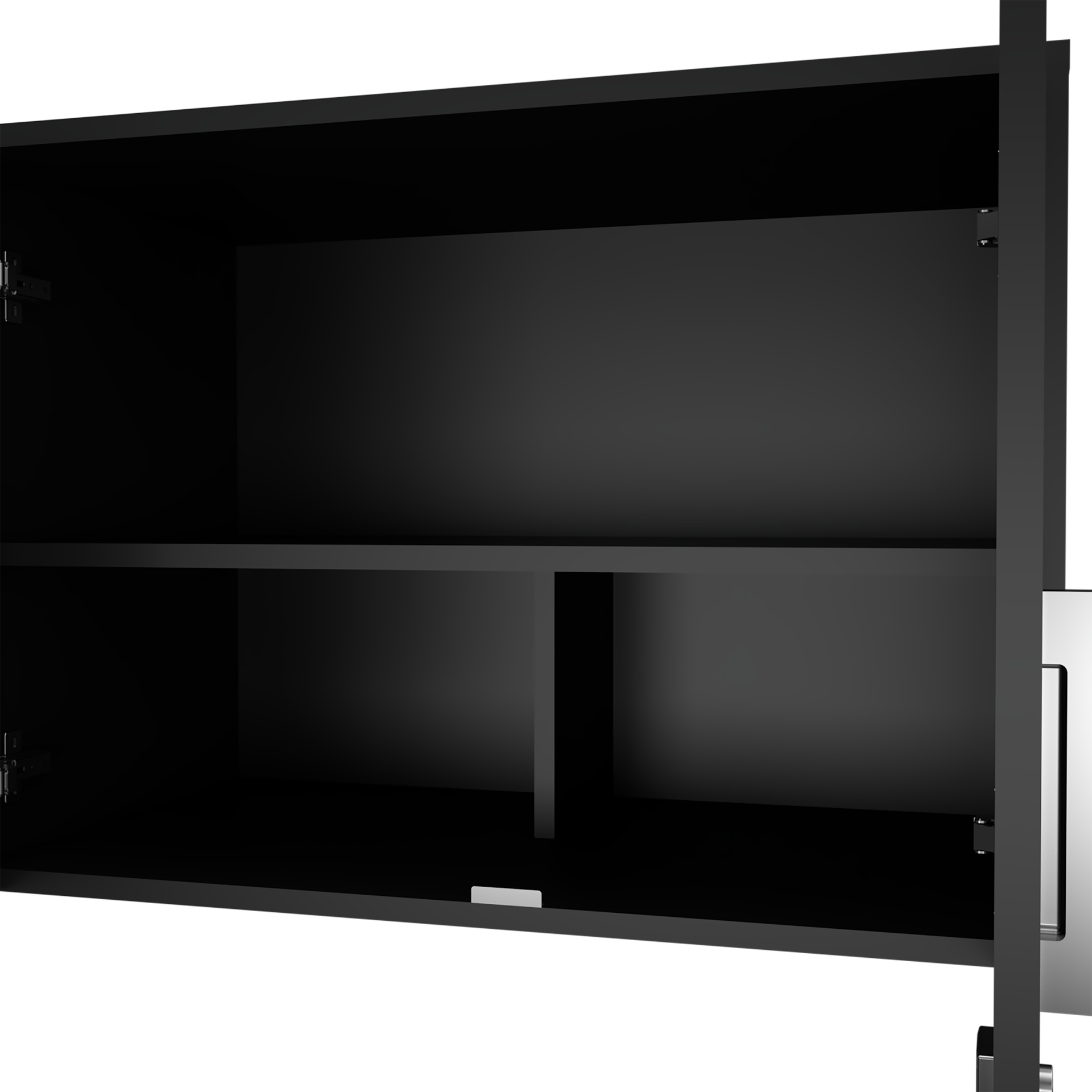 Wall Storage Cabinet 20" H, Two Doors, Three Internal Shelves, Black