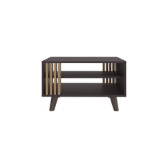 Coffee Table, 1 Door, 2 Shelves, Black Wengue / Natural Oak