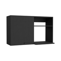 Stackable Wall Storage Cabinet 24" H, Two Internal Shelves, Two External Storage Shelves, One Door, Black