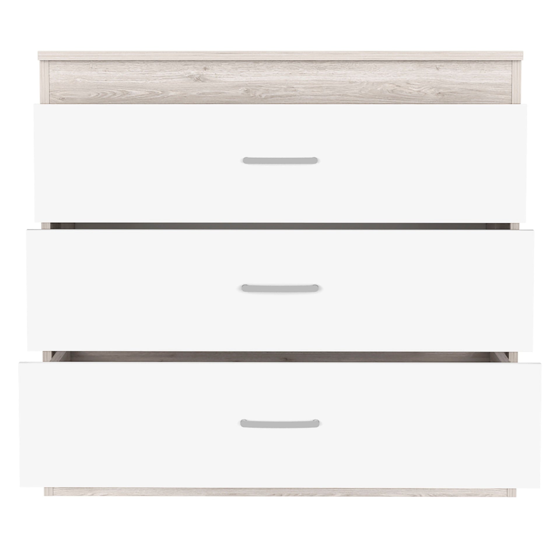Dresser 29 inchH, Three Drawers, Metal Hardware, Superior Top, Light Gray / White
