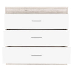 Dresser 29 inchH, Three Drawers, Metal Hardware, Superior Top, Light Gray / White