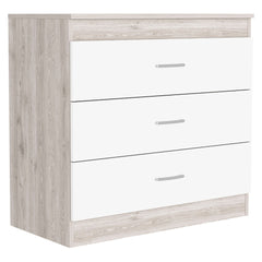 Dresser 29 inchH, Three Drawers, Metal Hardware, Superior Top, Light Gray / White