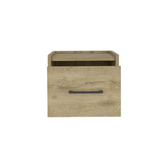 Floating Nightstand, Space-Saving Design with Handy Drawer and Surface, Macadamia