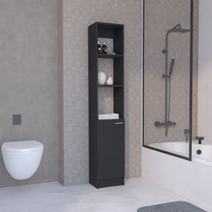 Linen Cabinet, 1 Door, 6 Shelves, Black