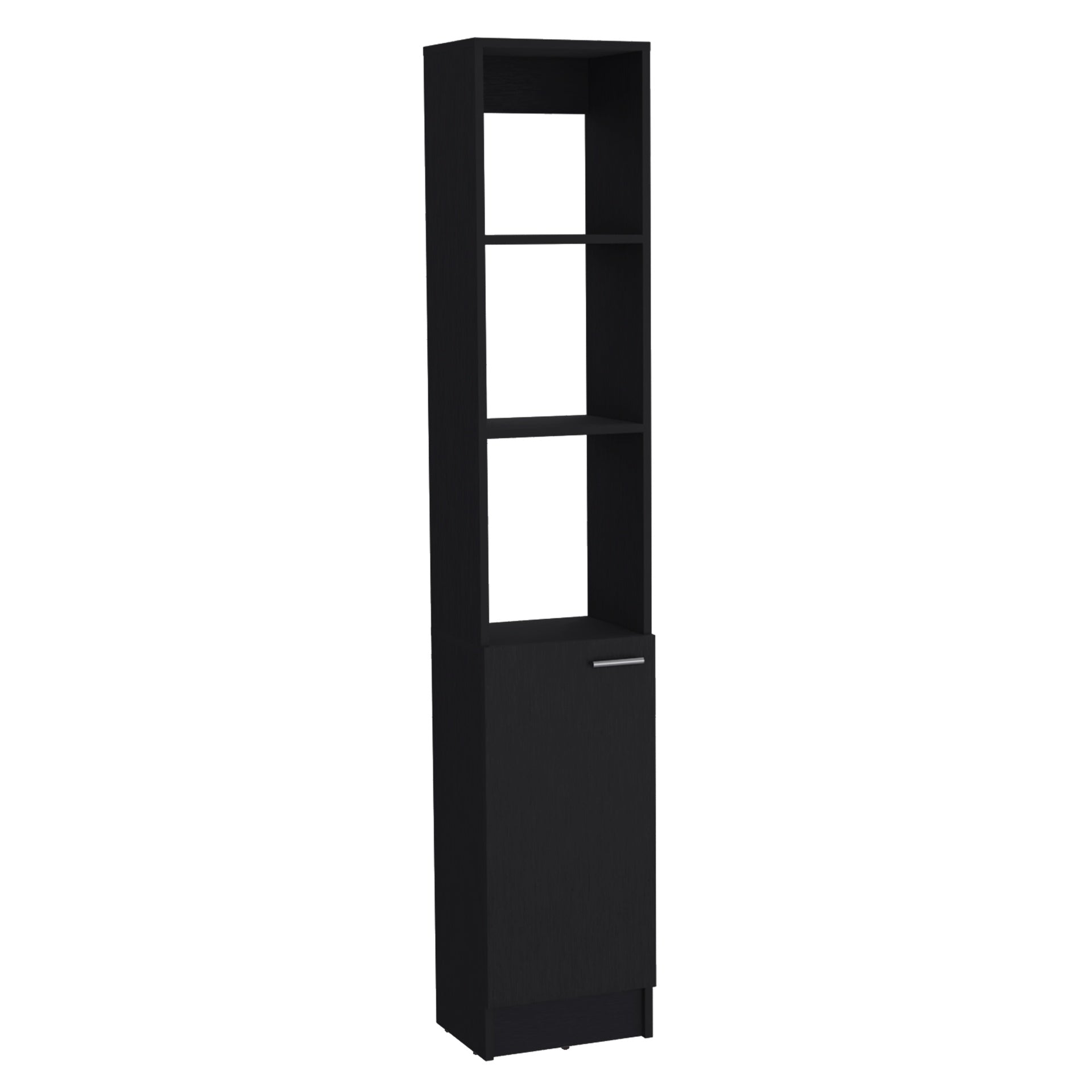 Linen Cabinet, 1 Door, 6 Shelves, Black