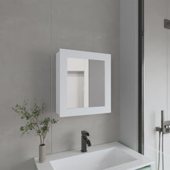 Medicine Cabinet 20.5" H, with 2 Shelves, 1 Door, and 1 Mirror, White