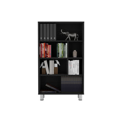 Bookcase 40.6" H, 6 shelves, 4 legs, Black