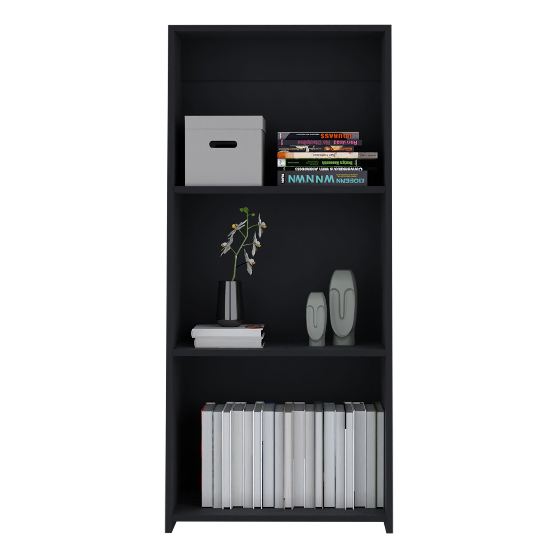 Bookcase 47" H, 3 shelves, Black