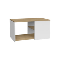Coffee Table, 2 Shelves, White / Natural Oak