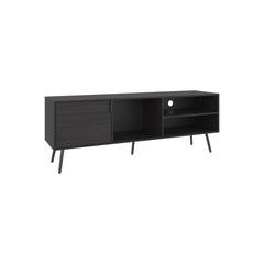 TV Stand, 1 Door, 3 Shelves, Black