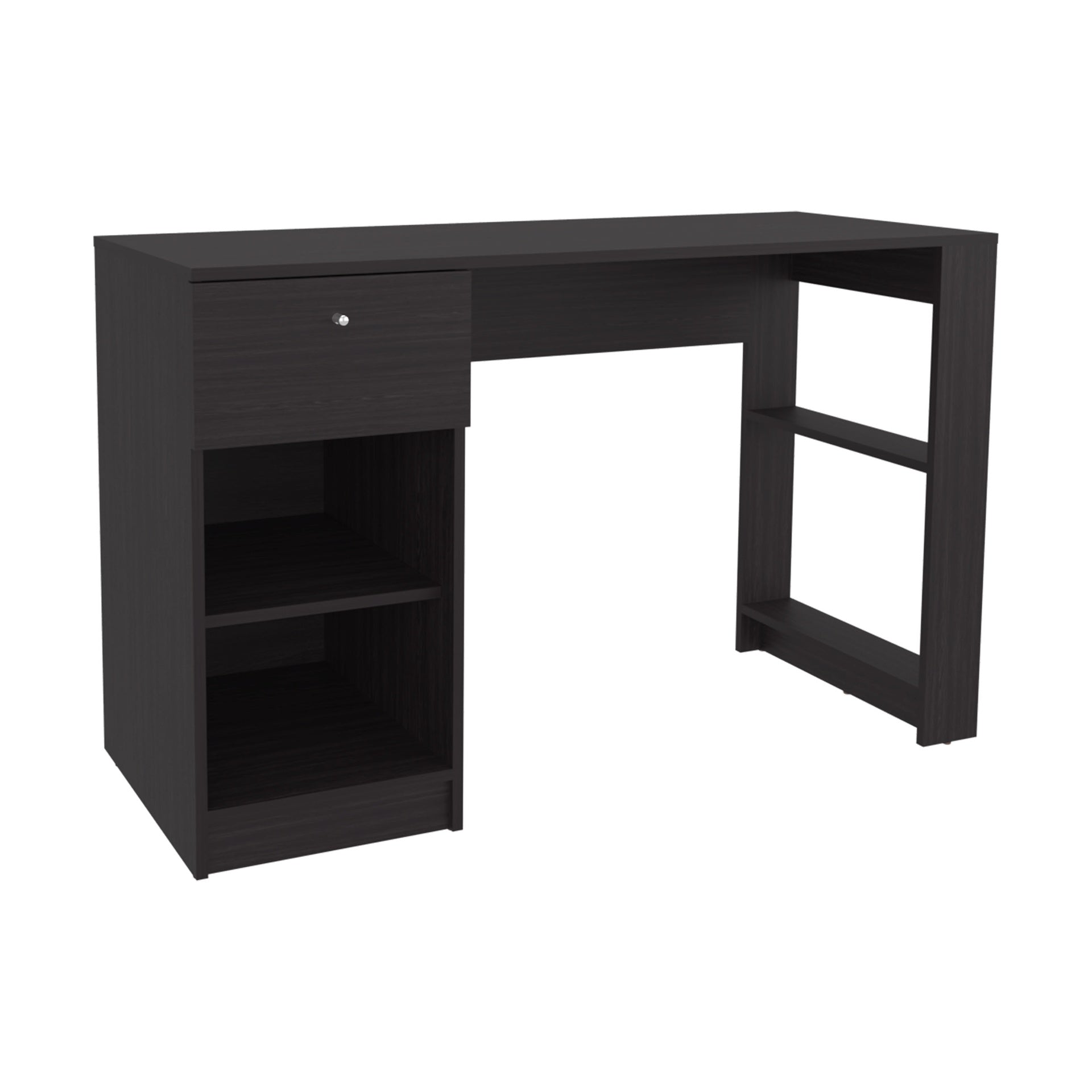 Computer Desk, 1 Drawer, 2 Shelves, Black