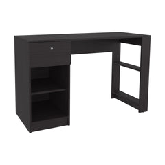 Computer Desk, 1 Drawer, 2 Shelves, Black