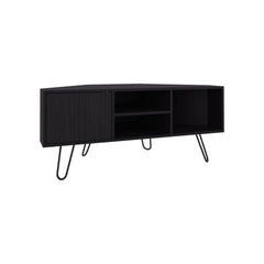 TV Stand, 1 Door, 3 Shelves, 4 Legs, Black
