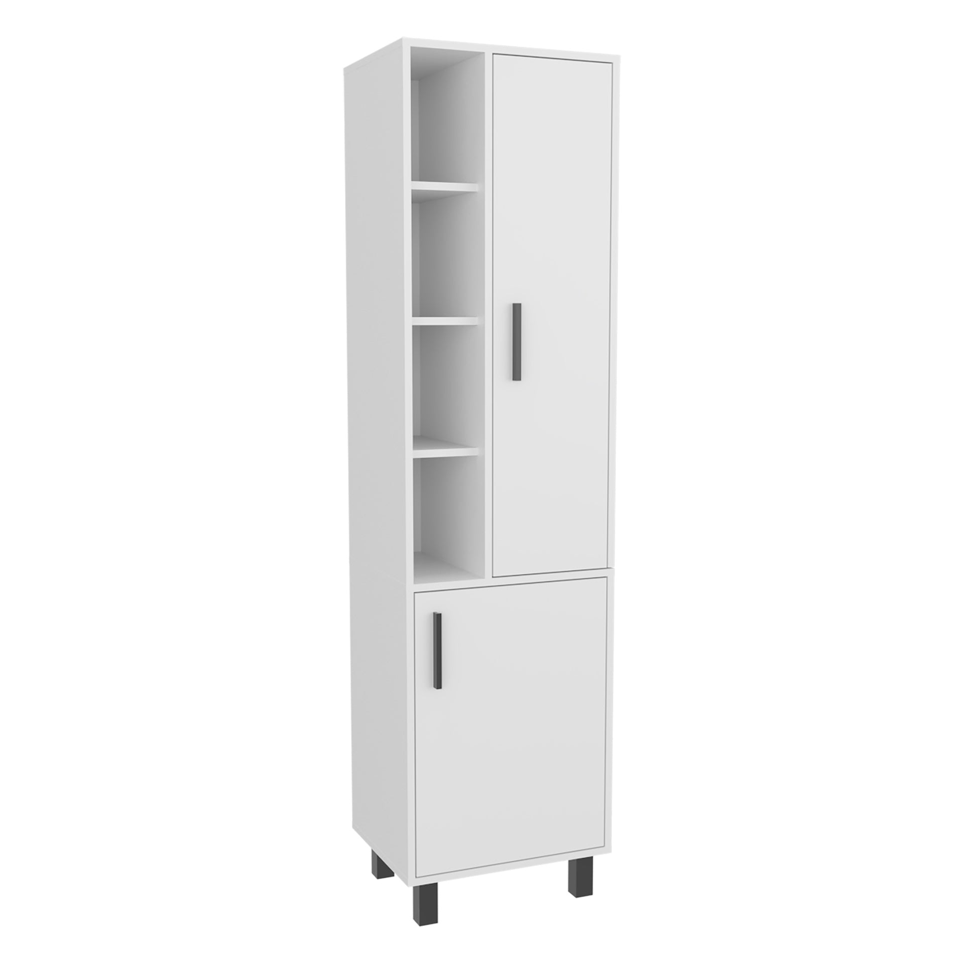 Storage Cabinet, 2 Doors, 9 Shelves, 4 Legs, White