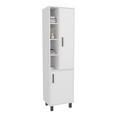 Storage Cabinet, 2 Doors, 9 Shelves, 4 Legs, White