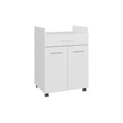Kitchen Cart, 2 Doors, 1 Drawer, 4 Wheels, 2 Shelves, White