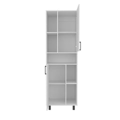 Kitchen Pantry Cabinet, 2 Doors, 4 Legs, 9 Shelves, White
