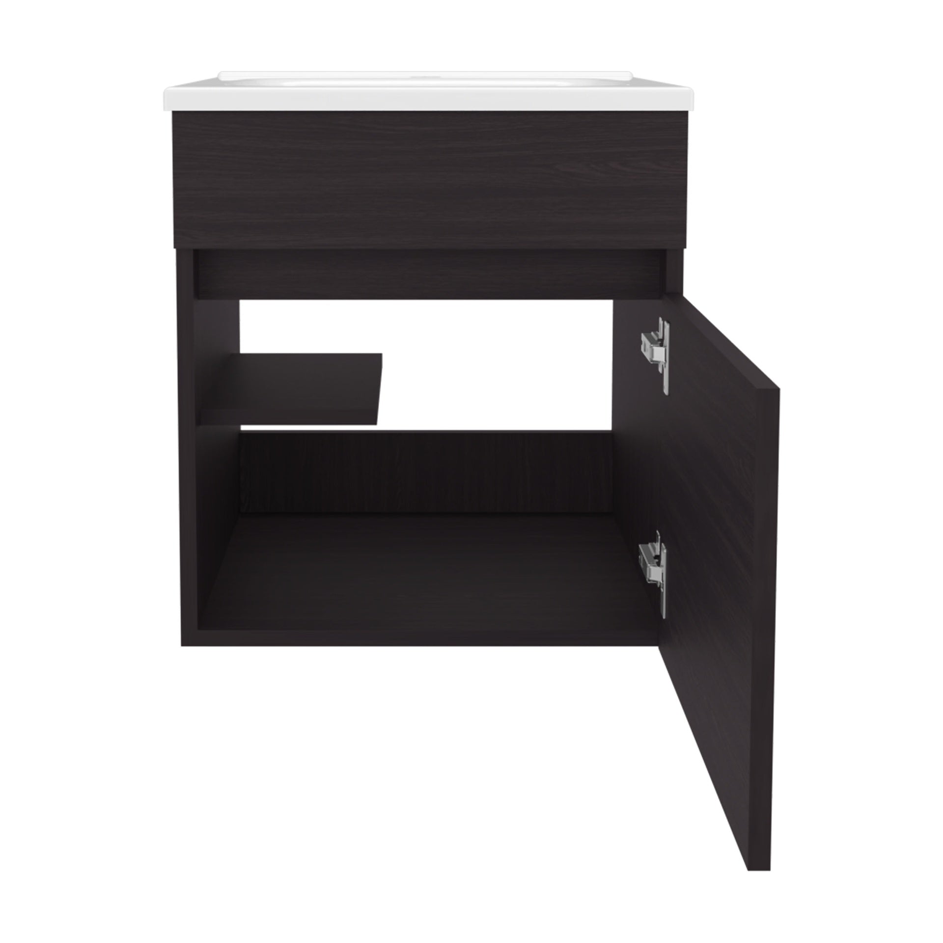 Bathroom Vanity with Sink, 1 Door, Black Wengue