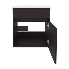 Bathroom Vanity with Sink, 1 Door, Black Wengue