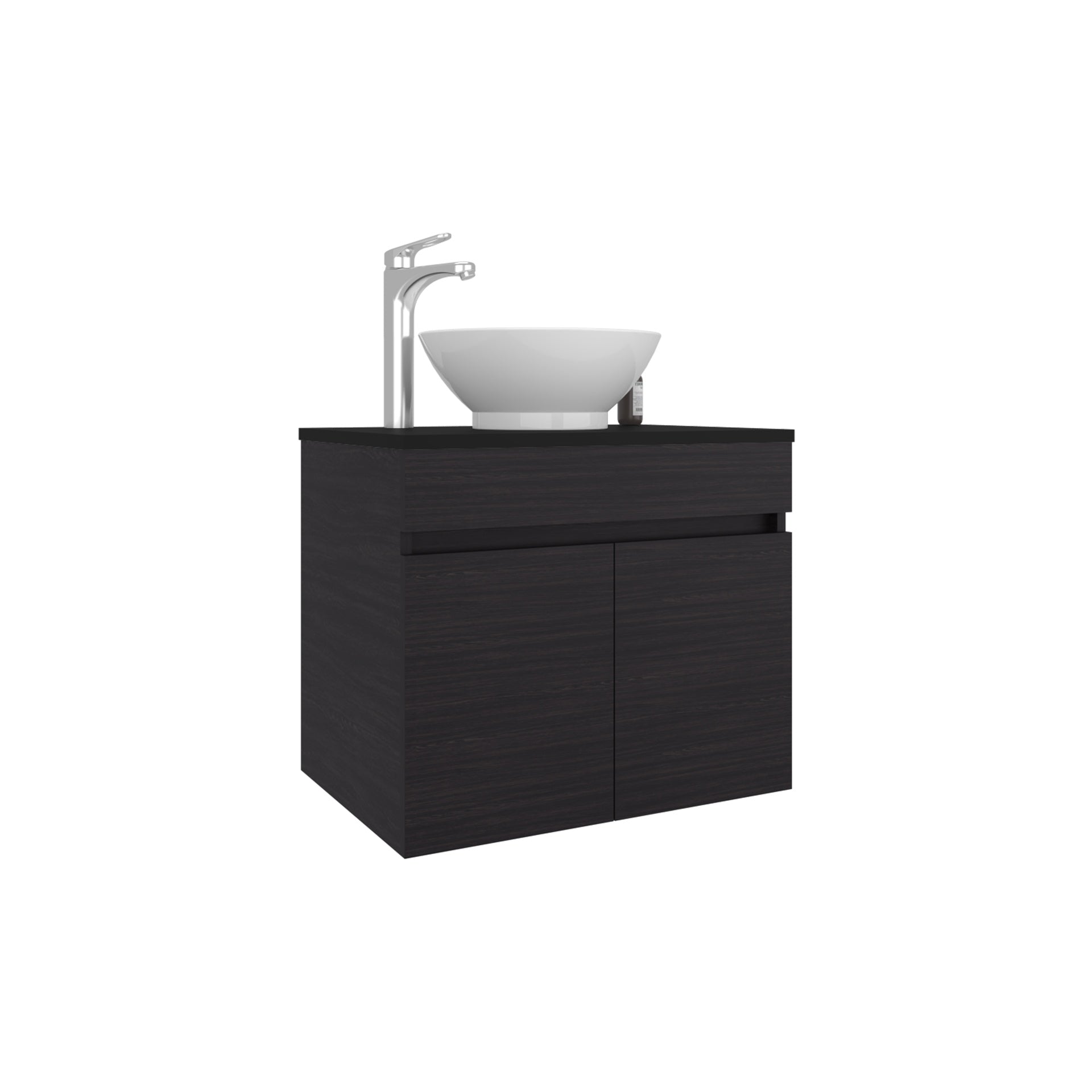 Bathroom Vanity with Sink, 2 Doors, Black Wengue