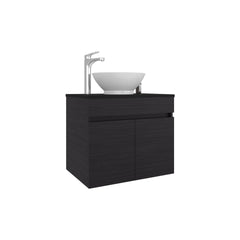 Bathroom Vanity with Sink, 2 Doors, Black Wengue