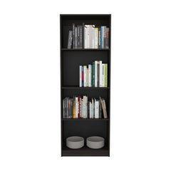 Bookcase with Spacious Tier-Shelving Design, Dark Walnut / Black Wengue