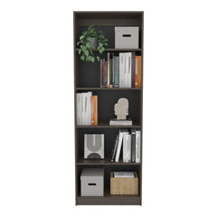 4-Tier Bookcase with Modern Storage for Books and Decor, Dark Walnut / Black Wengue