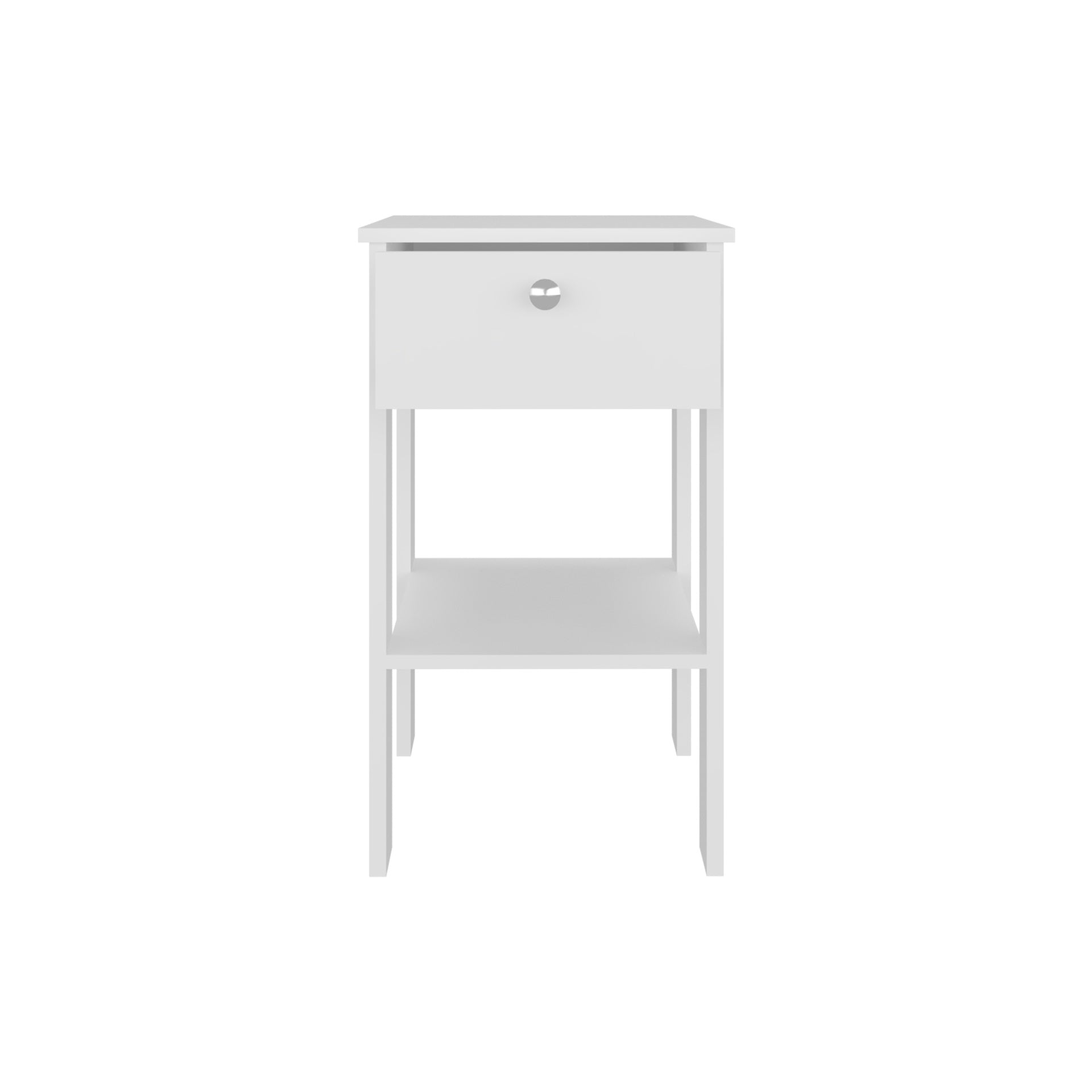 Nightstand, 1 Drawer, 1 Shelf, 4 Legs, White