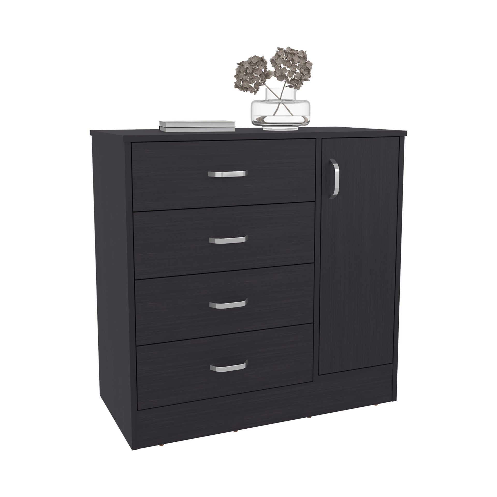 Dresser, 1 Door, 4 Drawers, 2 Shelves, Black Wengue