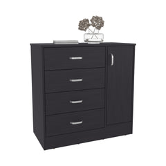 Dresser, 1 Door, 4 Drawers, 2 Shelves, Black Wengue