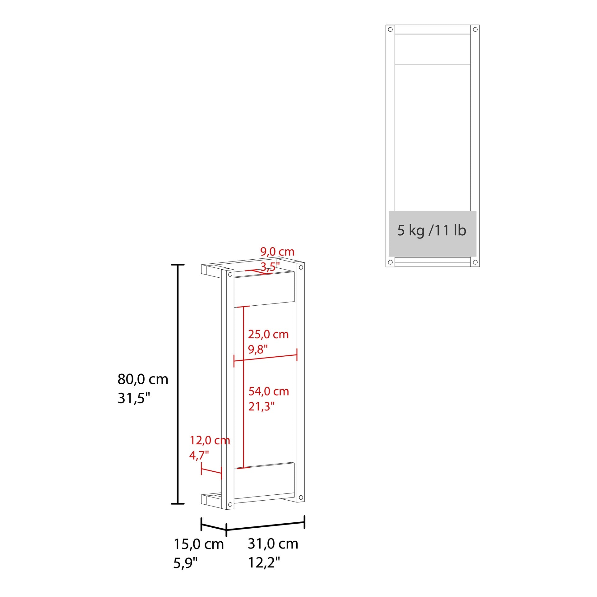 Wall Tower Rack 31.5" H, Natural Oak - Bathroom