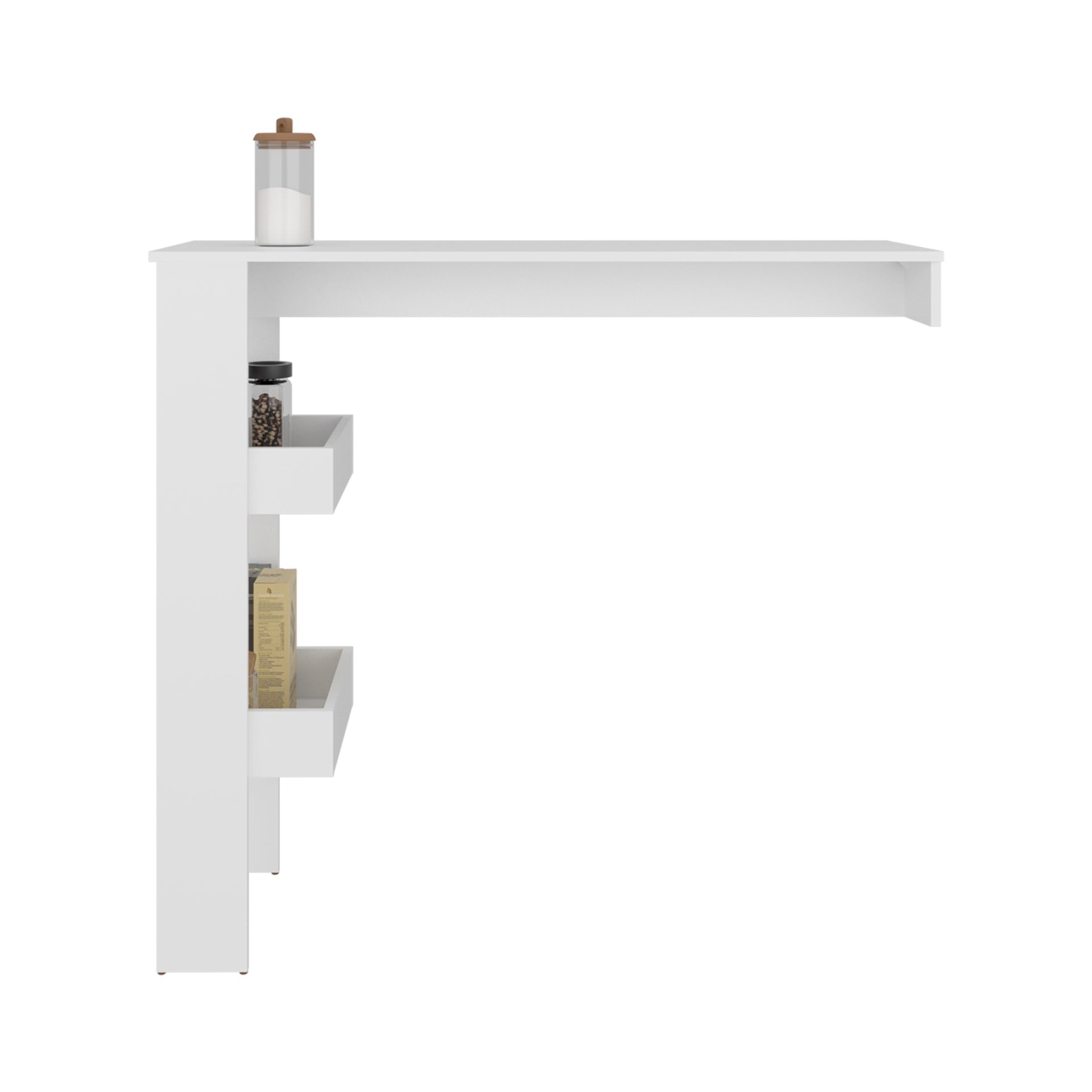 Bar Table 43.1" H, 3 Shelves, White - Kitchen