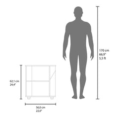 Under Sink Storage 24.4" H, 1 Door, 2 Shelves, 4 Legs, White / Natural Oak - Bathroom