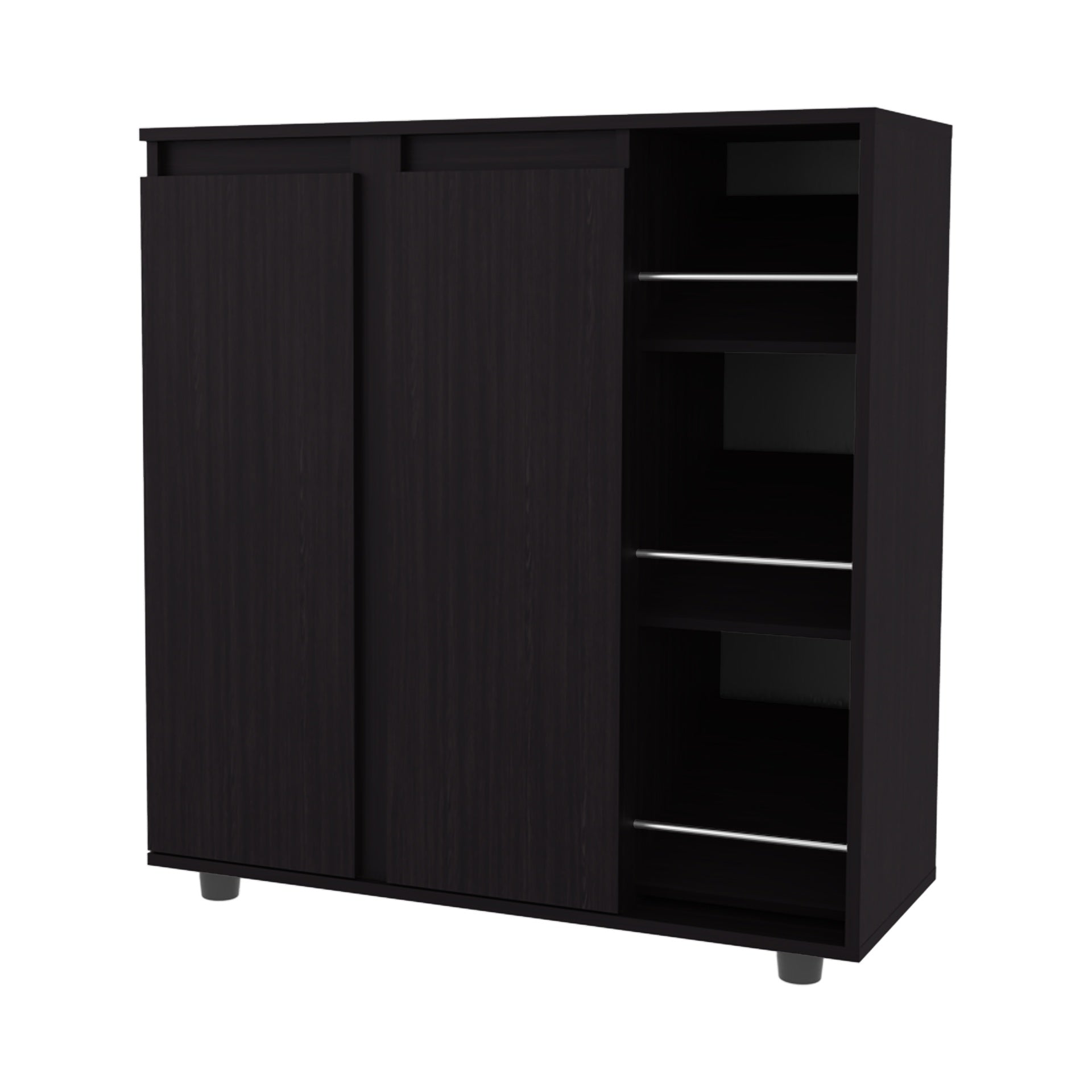 Flippin Shoe Rack 36" H, 2 Doors, 11 Shelves, Black Wengue - Bedroom
