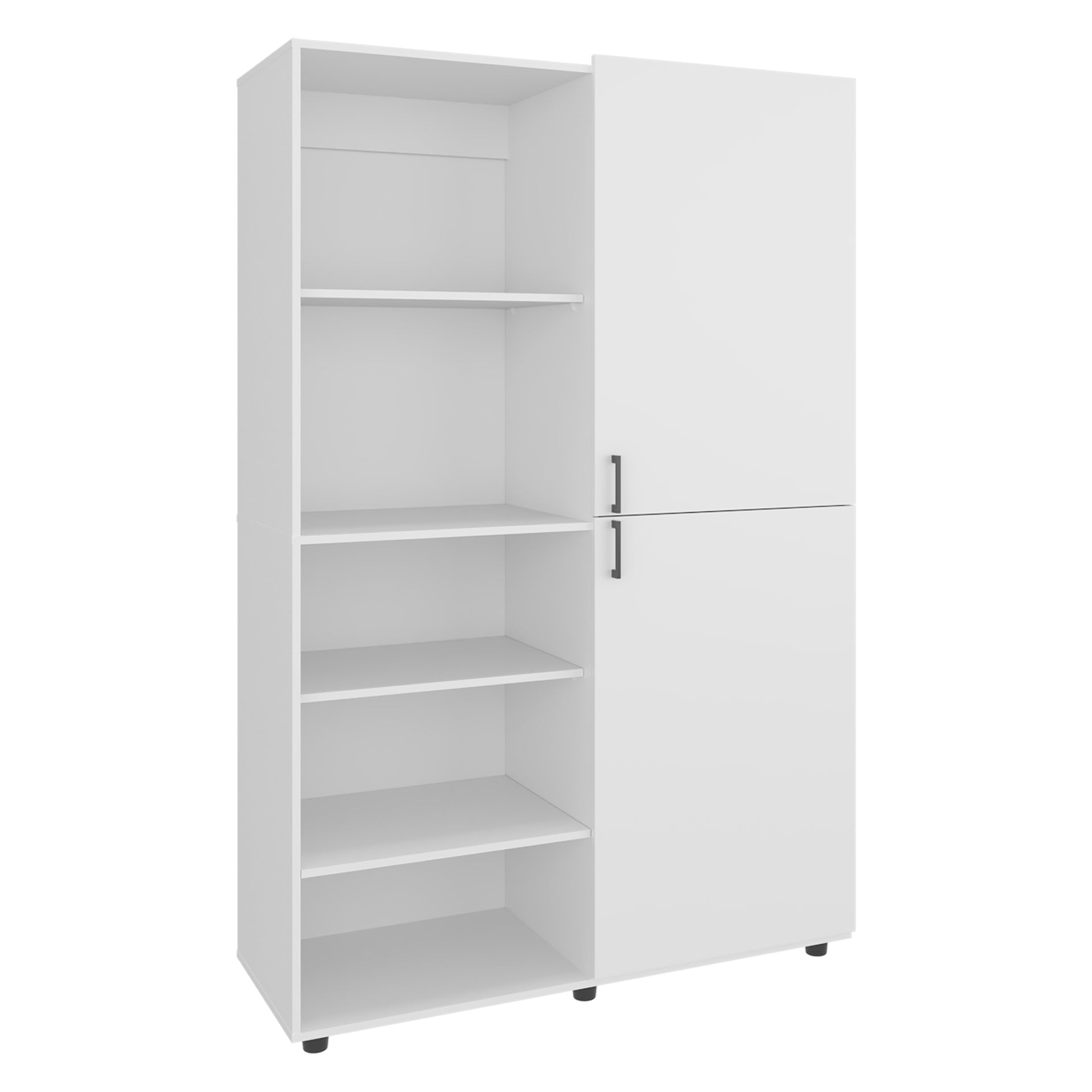 Wardrobe 72.4 inch H, 2 Doors, 6 Legs, 5 Shelves, White - Wardrobe