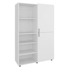 Wardrobe 72.4 inch H, 2 Doors, 6 Legs, 5 Shelves, White - Wardrobe